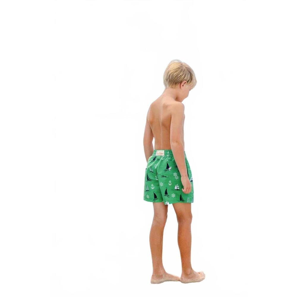 NEW THE BEAUFORT BONNET COMPANY boy's tortola swim trunks in green - Picture 3 of 5